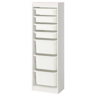 Полка с контейнерами, белая/белая, 46x30x145 см TROFAST / 395.754.45