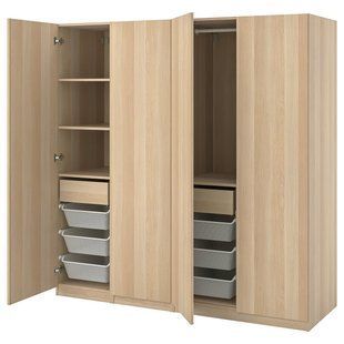 Гардеробная комбинация, имитация дуба, тонированная в белый цвет / имитация дуба, тонированная в белый цвет, 200x60x201 см PAX/FORSAND / 294.187.19