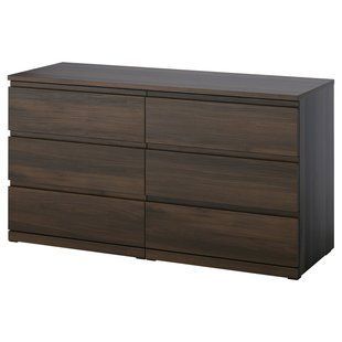 Комод, 6 ящиков, темно-коричневый/имитация дуба, 140x50x75 см STORKLINTA / 806.275.59