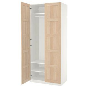 Шкаф для одежды, белый/имитация белого дуба, 100x60x236 см PAX/BERGSBO / 995.006.35