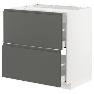 Sz stj pł/2fr/2szu, білий/Voxtorp темно-сірий, 80x60 см METOD/MAXIMERA / 993.100.46