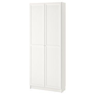 Книжный шкаф с дверцами, белый, 80x30x202 см. BILLY/OXBERG / 792.873.58
