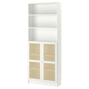 Книжный шкаф с дверцами, белый, 80x30x202 см. BILLY/HOGADAL / 195.784.64