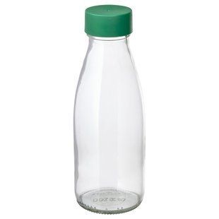 Пляшка для води, прозоре скло/зелена, 0,5 л SPARTANSK / 605.179.53