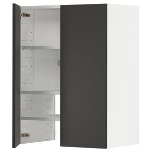 Вытяжной шкаф с полкой/дверцей, белый/матовый антрацит Nickebo, 60x80 см METOD / 595.045.36