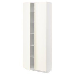 Висока шафа/полиці, білий/Валлстена білий, 80x37x200 см METOD / 495.073.14