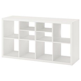 Книжный шкаф с двумя вставками и полками/белый, 147x77 см KALLAX / 395.529.05