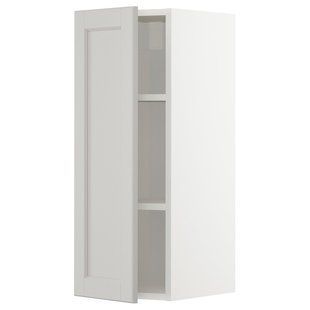 Навісна шафа з полицями, білий/Лерхюттан світло-сірий, 30x80 см METOD / 194.605.01