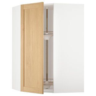 Кутова настінна шафа з карусельною системою, білий/дуб Форсбакка, 68x100 см METOD / 295.093.28
