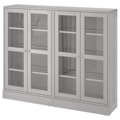 Книжный шкаф со стеклянными дверями HAVSTA / 292.659.62;сірий;