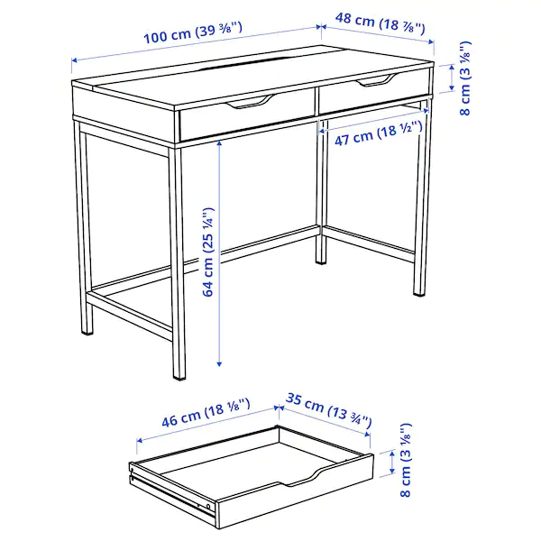Комп'ютерний стіл ALEX 100x48 см / 104.735.55;білий;