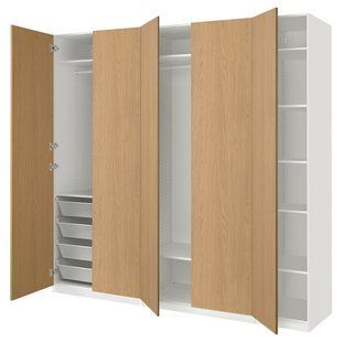 Шкаф-купе, белый/имитация дуба, 250x60x236 см PAX/STORKLINTA / 695.628.42