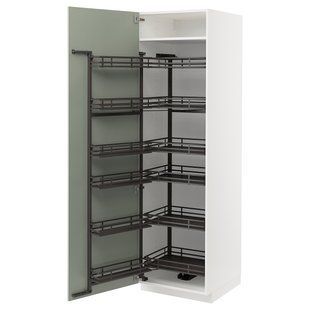 Висока шафа з висувною коморою, білий/Стенсунд світло-зелений, 60x60x200 см METOD / 694.875.22