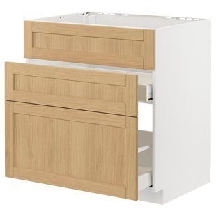 Розмір стій зл+3фр/2шп, білий/дуб Форсбакка, 80x60 см METOD/MAXIMERA / 995.091.55
