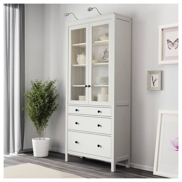 Шкаф-витрина с шухлядами HEMNES / 503.717.72;білий;