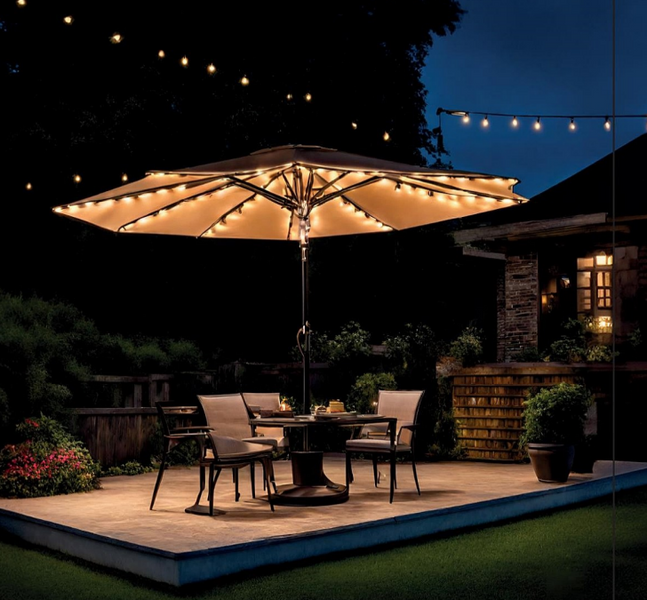 Зонтик садовый с чехлом и LED осветлением ROMA 3 x 3 / GAO1565;бежевий;