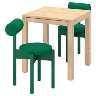 Стіл і 2 стільці, сосна/КнабАк яскраво-зелений, 70x70 см IKEA PS 2026 / 696.343.92