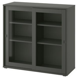Вітрина з розсувними дверима, темно-сіра, 95x37x90 см VIHALS / 205.428.79
