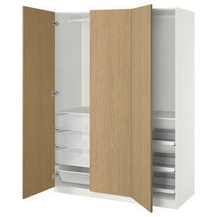 Шкаф-купе, белый/имитация дуба, 150x60x201 см PAX/STORKLINTA / 195.626.65