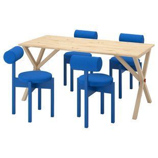Стіл і 4 стільці, сосна/KnAbAck неоново-синій, 156x75 см IKEA PS 2026 / 696.344.05