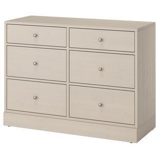 Комод, 6 ящиков, серо-бежевый, 121x47x89 см HAVSTA / 305.994.79