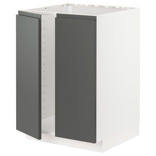Шкаф с мойкой/2 дверцами, белый/темно-серый Voxtorp, 60x60 см METOD / 794.700.31