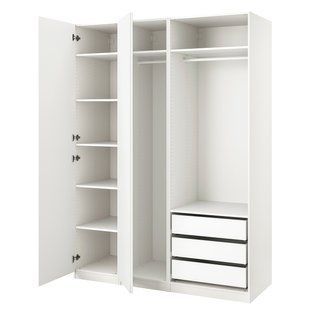 Шкаф, белый/белый, 175x60x236 см PAX/VIKANES / 694.801.44