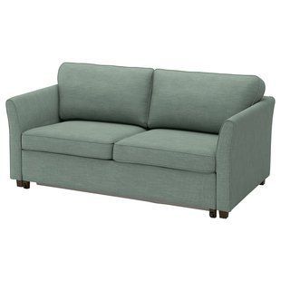 Двухместный складной диван Hemmesta серо-зеленого цвета. EKHOLMA / 395.985.45