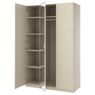 Комбінація шафи, сіро-коричневий/дзеркало, 150x60x236 см PAX/FORSAND/AHEIM / 695.622.34