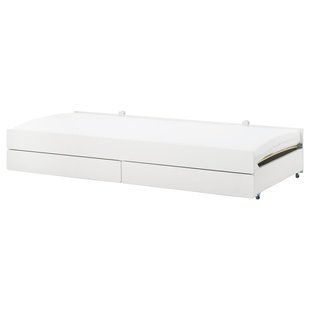 Дополнительная кровать с ящиками для хранения, белая, 90x200 см. SLAKT / 992.394.51