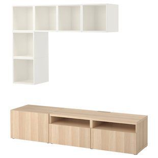 Тумба под телевизор, белая/под дуб с белой тонировкой, 180x42x170 см BESTA/EKET / 792.044.24