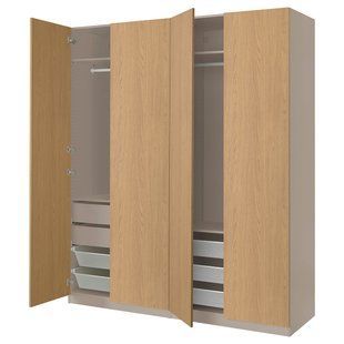 Гардеробная, бежево-дубовая отделка, 200x66x236 см PAX/STORKLINTA / 695.627.81