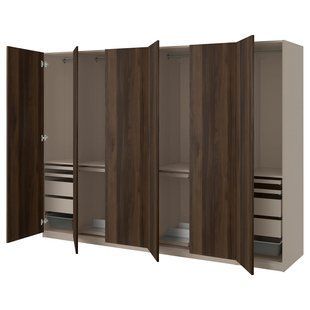 Шкаф-купе, имитация дуба серо-бежевого/темно-коричневого цвета, 300x60x201 см. PAX/STORKLINTA / 295.629.43