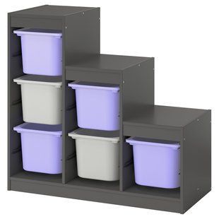 Полиця з контейнерами, бузково-сірий/сірий, 99x44x94 см TROFAST / 495.744.45
