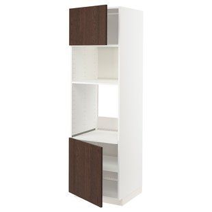 Высокий шкаф для встраиваемой бытовой техники, белый/коричневый Sinarp, 60x60x200 см. METOD / 194.610.58