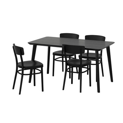 Стіл і 4 стільці LISABO / IDOLF / 192.521.87;чорний;
