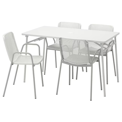 Стол и 4 стула с подлокотниками TORPARO / 094.948.65;білий;