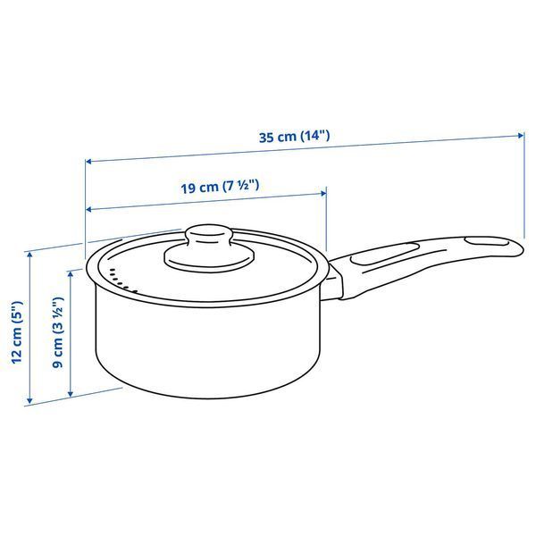 Каструля з кришкою, антипригарне покриття, чорна, 2 л HEMLAGAD / 205.809.13