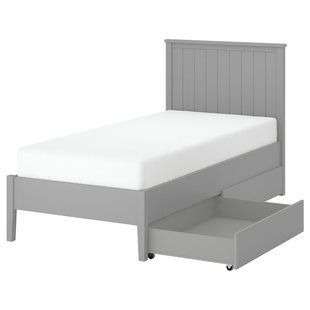 Кровать с двумя отделениями для хранения, серая, 90x200 см GULLABERG / 996.310.09