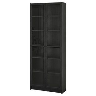 Книжкова шафа зі скляними дверцятами, під чорний дуб, 80x30x202 см BILLY/OXBERG / 594.833.17