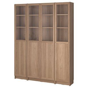 Комбинированная полка, панельная дверца со стеклом, имитация дуба, 160x202 см BILLY/OXBERG / 794.835.47