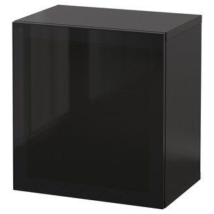 Комбінація навісних шаф, чорно-коричневий/скло Glassvik, 60x42x64 см BESTA / 494.410.83