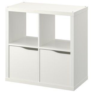 Книжный шкаф с 2 дверцами, белый, волнообразный, 77x77 см. KALLAX / 895.638.93