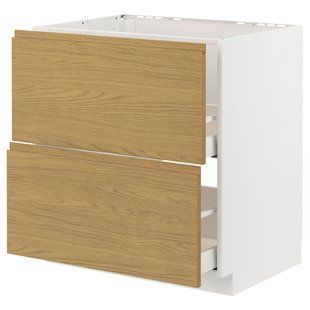 Розмір стій зл+2фр/2сзу, білий/Воксторп імітація дуба, 80x60 см METOD/MAXIMERA / 895.388.94