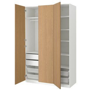Шкаф-купе, белый/имитация дуба, 150x60x236 см PAX/STORKLINTA / 495.625.55