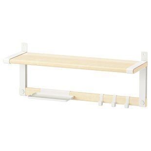 Настінна полиця, білий/осика, 65x26 см SKOMAKARE / 805.501.97