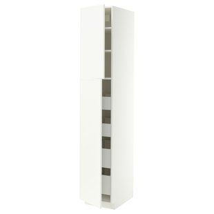 Высокий шкаф с 2 дверцами и 4 ящиками, белый/матовый белый Aspudden, 40x60x220 см. METOD/MAXIMERA / 696.245.43