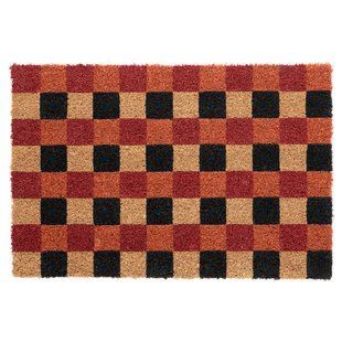 Придверный коврик, из кокосового волокна, клетчатый/красный/черный, 40x60 см. VINTERFINT / 806.336.97