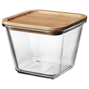 Харчовий контейнер 365+ з кришкою, квадратне скло/бамбук, 1,2 л IKEA / 292.691.11