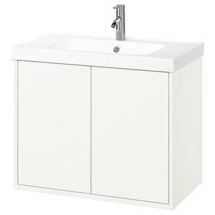Шафка під умивальник з дверцятами/умивальником/кранами, біла, 82x49x69 см HAVBACK/ORRSJON / 295.211.94